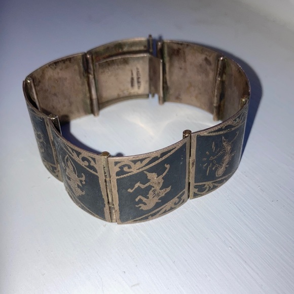 Pince à Cravate Vintage Siam 925 – émail Bleu, Motif Danseur, Rétro 1935-50